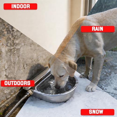 Automatic Water Bowl 304 Stainless Steel Pet Water Dispenser Dog Feeder Waterer for Large Dogs with 40" Steel Hose