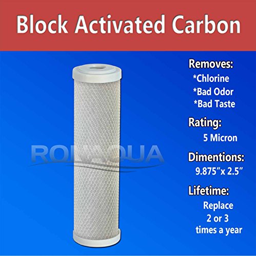 Block Activated Carbon Coconut Shell Water Filter Cartridge 5 Micron for RO & Standard 10” Housing WELL (25 Count)