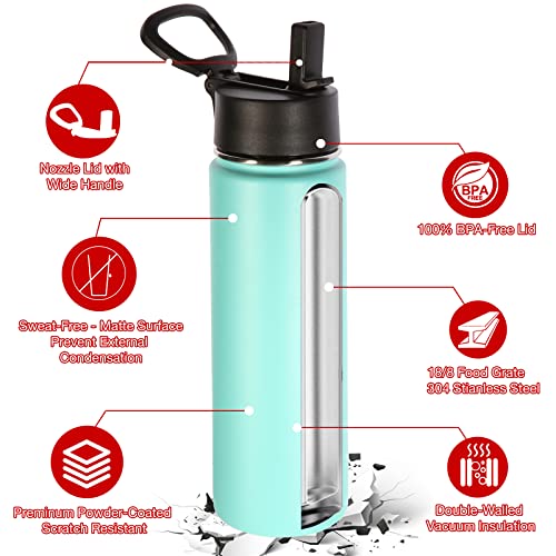 Insulated Water Bottles with Straw Bulk 2 Pack (2 Count)