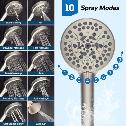 5 spray Dual Filtered Rainfall Shower Head with 10 Spray Handheld