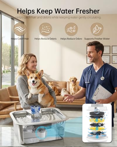 2.56Gal Large Dog Water Fountain Dispenser