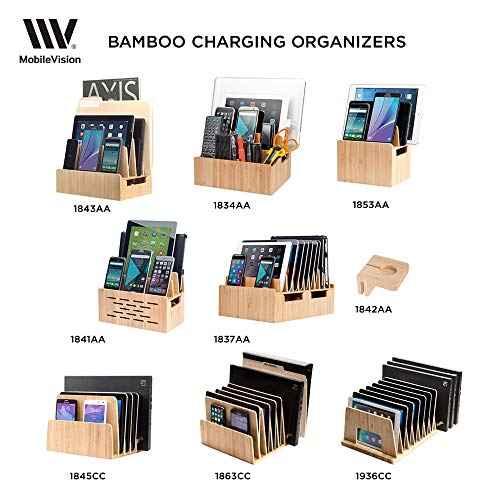 10 Port Bamboo Charging Station Includes 2 Powermod 6 USB Port Chargers for Smartphones & Tablets