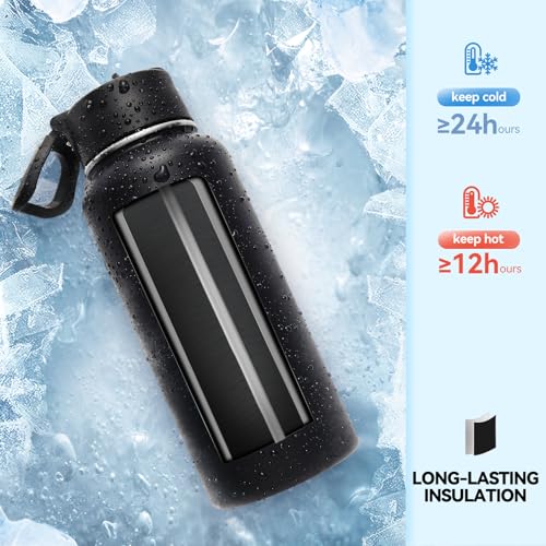 32 oz Insulated Water Bottle with 2 Lids