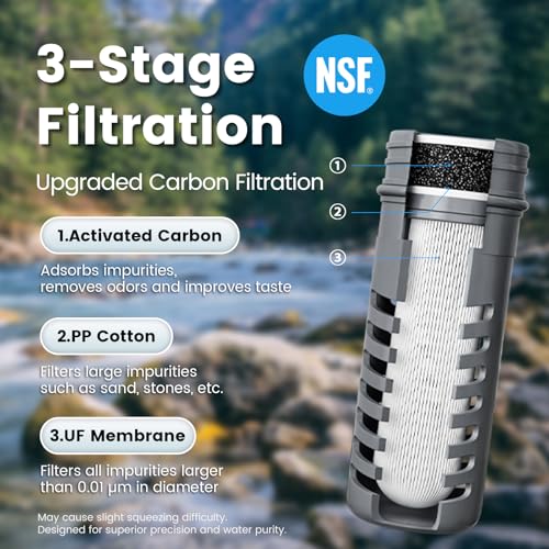 Collapsible Water Filter Bottle with 0.01 Micron Filtration (3 Count)