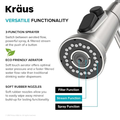 Britt 2-in-1 Commercial Style Pull-Down Single Handle Water Filter Kitchen Faucet for Reverse Osmosis or Water Filtration System in Spot Free Stainless Steel, KFF-1691SFS