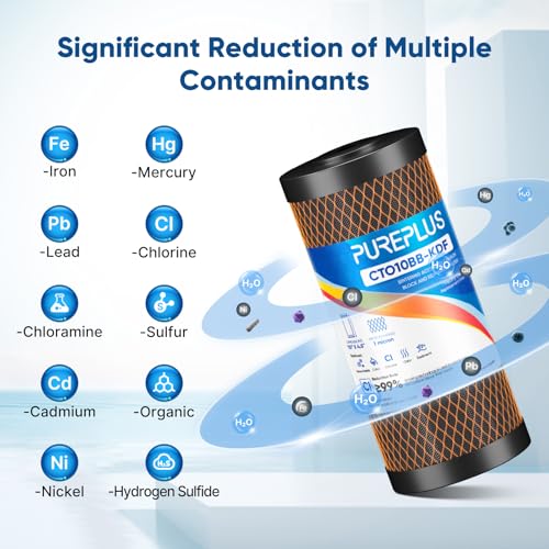 1 Micron 10" x 4.5" Whole House Coconut Shell Activated Carbon and KDF Water Filter (3 Count)