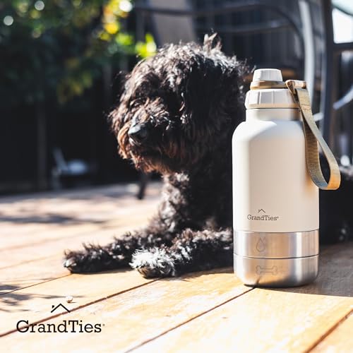 Insulated Portable Water Bottle with 2 Detachable Dog Bowl Dispenser
