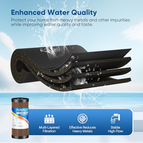 1 Micron 10" x 4.5" Whole House Coconut Shell Activated Carbon and KDF Water Filter (3 Count)