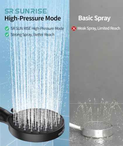 Filtered Shower Head with Handheld High Pressure 9 Spray Mode Showerhead Detachable Shower Head Water Softener Filters Beads for Hard Water Remove Chlorine 1 Filter 1.8GPM Matte Black