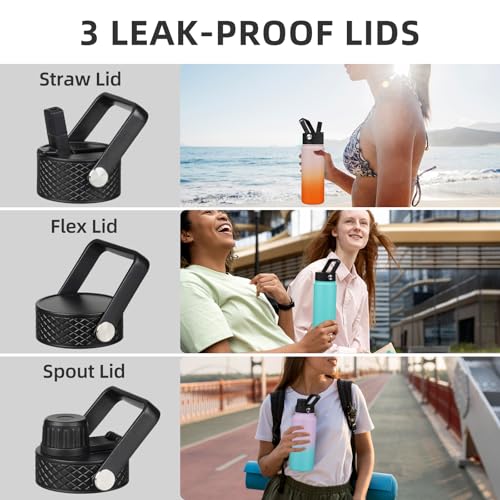 22oz Insulated Water Bottle with Straw Lid