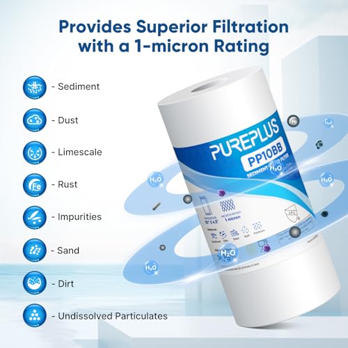 1 Micron 10" x 4.5" Whole House Sediment Home Water Filter Replacement Cartridge for RFC (3 Count)