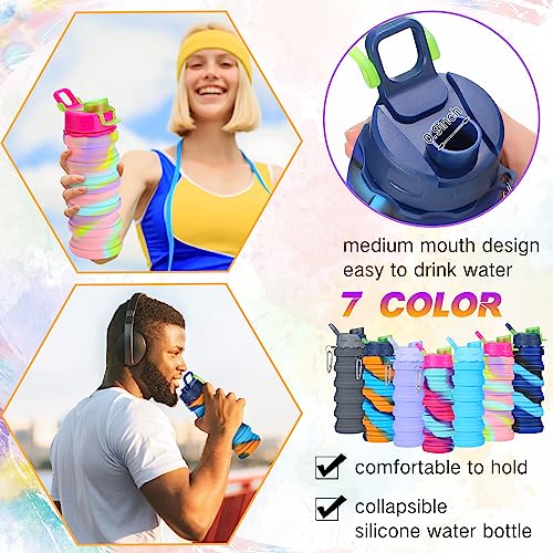 40 Pack Collapsible Water Bottles Bulk Foldable Water Bottles 17oz Silicone Portable Leak Proof Reusable (40 Count)