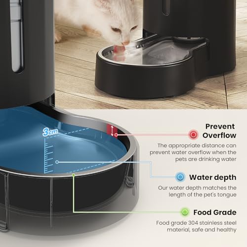 Automatic 4L Filter Dog and Cat Water Dispenser with Stainless Steel Bowl Gravity Waterer