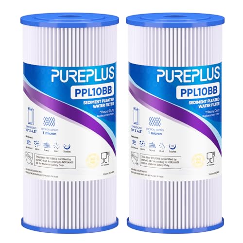 1 Micron 10" x 4.5" Whole House Pleated Sediment Filter for Well Water (2 Count)