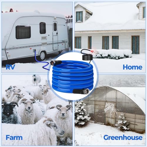 50FT (15-100FT) Heated Water Hose for RV,-45 ℉ Antifreeze 4.0 Upgraded Heated Water Hose，Rv Hoses with Fittings, Rv Accessories