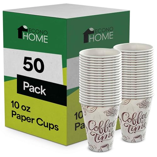10 oz 50 Pack Disposable Coffee Paper Cups (50 Count)