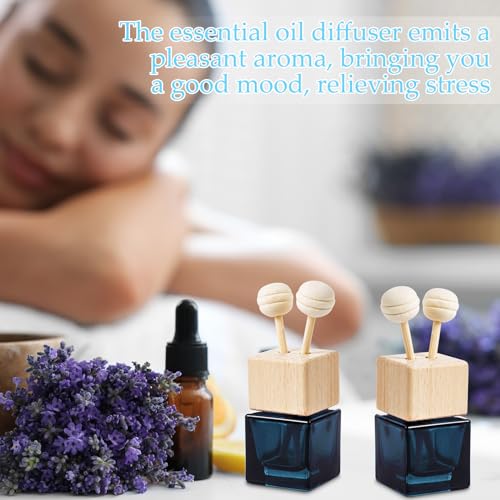 50 Pcs Car Air Freshener Diffuser with Vent Clip Empty Car Diffuser Bottles for Essential Oil Perfume Glass Bottle with Wooden Caps Stick (13.5 Fl Oz)