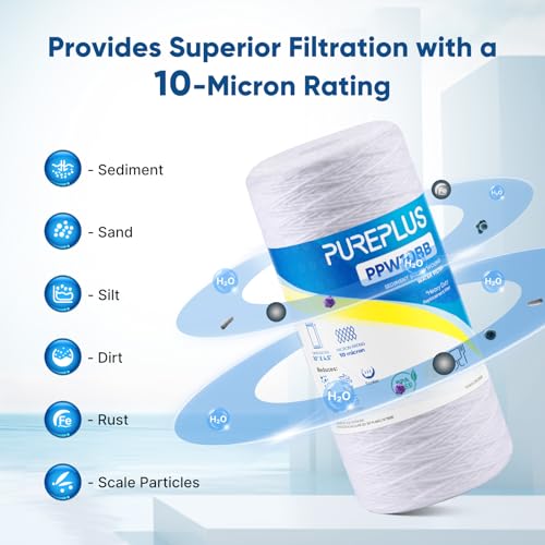 10 Micron 10 x 4.5 Whole House String Wound Sediment Filter for Well Water (2 Count)