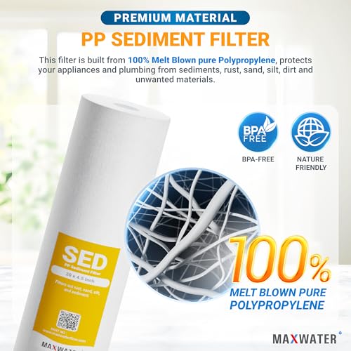 5 Micron 20 x 4.5 Sediment Filter 20 inch Whole House BB Water Filtration System Replacement Compatible Cartridge DGD (4 Count)