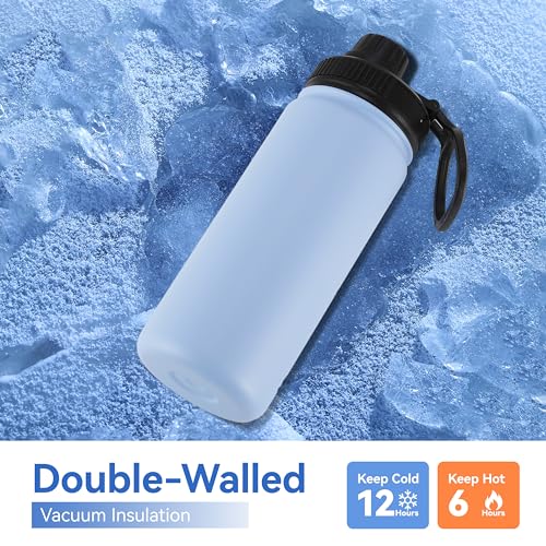16 oz Kids Water Bottle for School Stainless Steel Double Wall Vacuum Insulated Water Bottle with Straw lids & Spout Lid (8 Count)