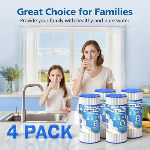 5 Micron 10" x 4.5" Whole House Water Filter Compatible with GE FXHSC (4 Count)