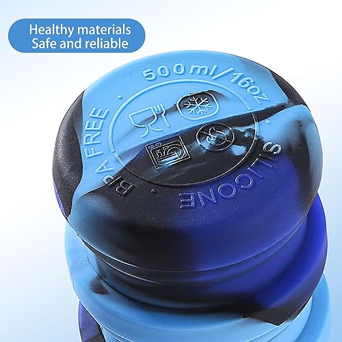 Collapsible Water Bottles Travel Sports Portable Sport Water Bottle comes with mountaineering Buckle 500ml silicone Water