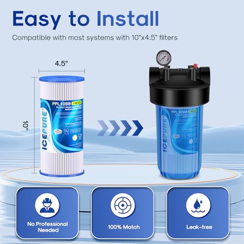 5 Micron 10" x 4.5" Whole House Sediment Pleated Water Filter Replacement for GE FXHSC