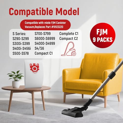 15 Pack 3D Airclean Dust Bags Replacement for Miele FJM Vacuum Compact C2 (15 Count)