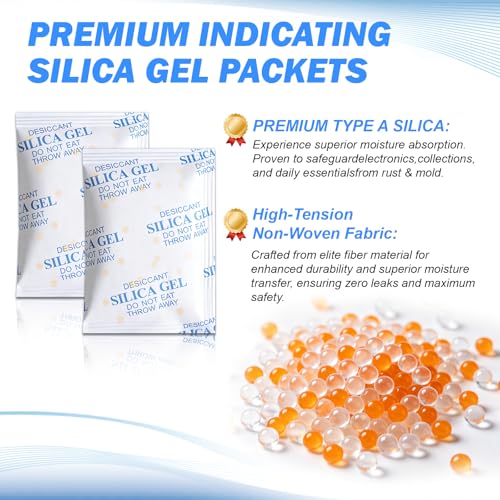 20g (16 Pack) Color Changing Silica Gel Packets, Desiccant Packs
