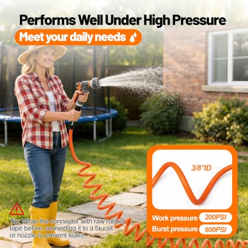 Hot Cold Garden Water Coil Hose 50 ft x 1 (50 Foot)