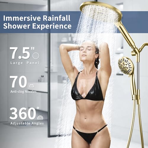 High Pressure Dual Shower Head with Handheld Spray Combo