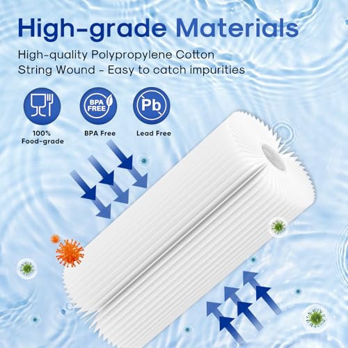 50 Micron 10" x 4.5" Whole House Extra Coarse Pleated Sediment Filter for Well Water