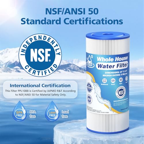 5 Micron 10" x 4.5" Whole House Water Filter Compatible with GE FXHSC (2 Count)