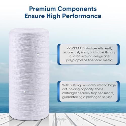 1 Micron 10 x 4.5 Whole House String Wound Sediment Filter for Well Water (2 Count)