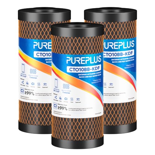 1 Micron 10" x 4.5" Whole House Coconut Shell Activated Carbon and KDF Water Filter (3 Count)