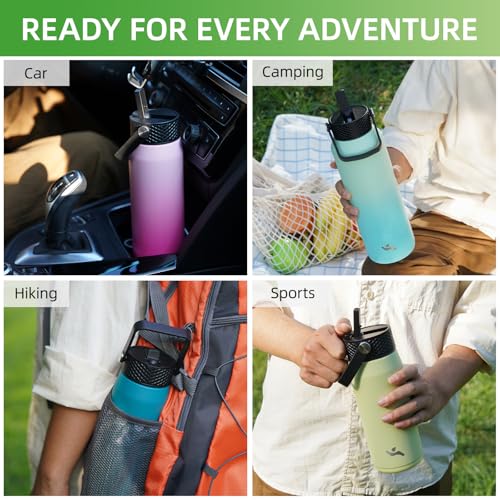 25 oz Insulated Stainless Steel Water Bottle with 3 Lids