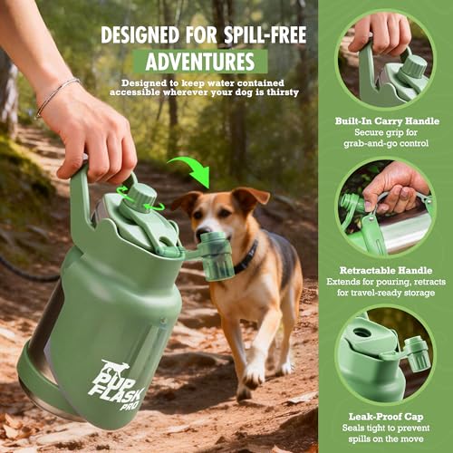 PupFlask Pro Portable Insulated Dog Water Bottle (30 Fl Oz)