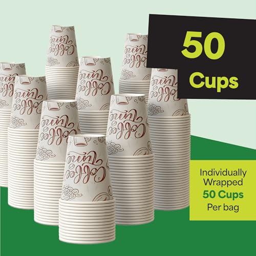 8 oz 50 Pack Disposable Coffee Paper Cups (50 Count)