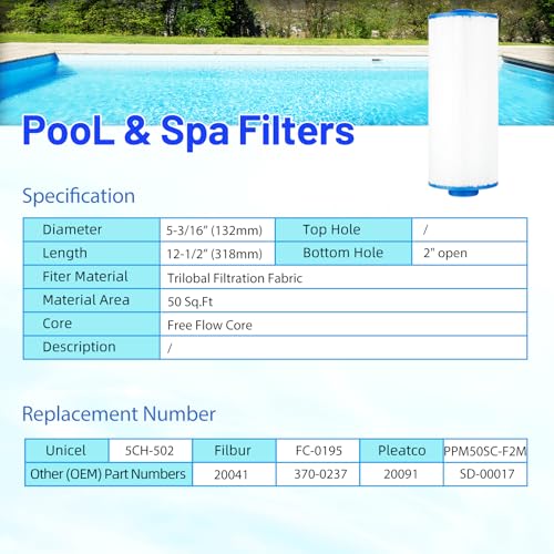 5CH 502 Spa Filter Cartridge Replaces for PPM50SC