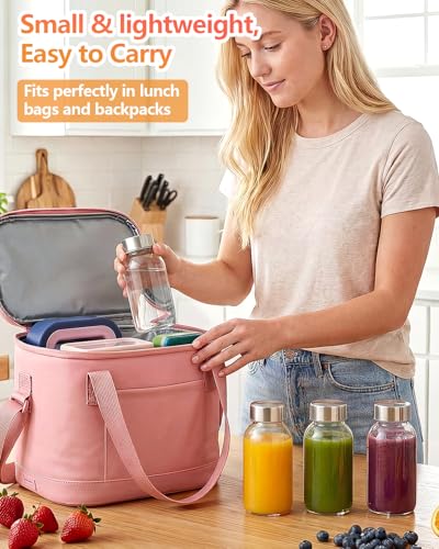 8 oz Small Glass Juice Bottles with Stainless Steel Lids Leak Proof (16 Count)