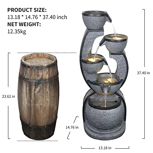 Water Fountain Outdoor 37.4''H Modern Garden Fountains Decor