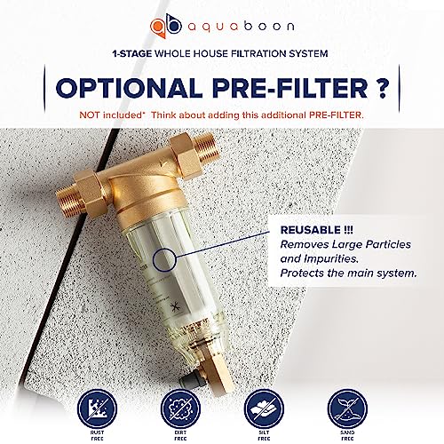 3 Stage Water Filter System with 20x4.5 GAC & Sediment Filters for Whole House Water Filtration System with Gauge & Release