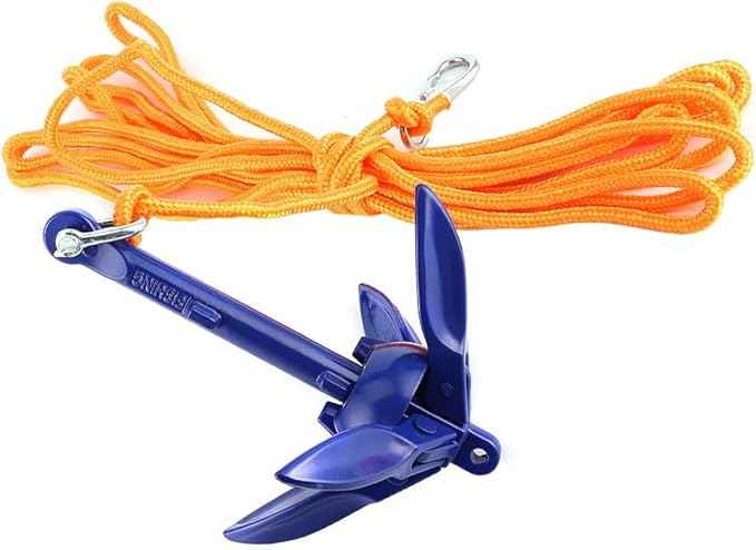 4 Tine Ship Anchor Boat Marine Folding Anchoring Kit 4‑Tine Anchor Rope Hook Watercraft Acc for Boats Kayak Canoe Sailboat