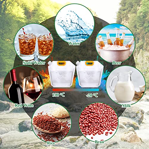 50 Pcs 1.3 Gallon Collapsible Water Storage Bag Emergency Jug Container Clear Plastic Water Bladder for Outdoor Sport Camping Hiking No Leak (50 Count)
