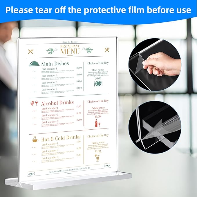 10 Pack Acrylic Sign Holder 8.5 x 11, Double-Sided Clear Sign Holder Plastic Stands for Display, T Shape Acrylic Table Sign Stands for Office Store Restaurants Wedding Party Decoration