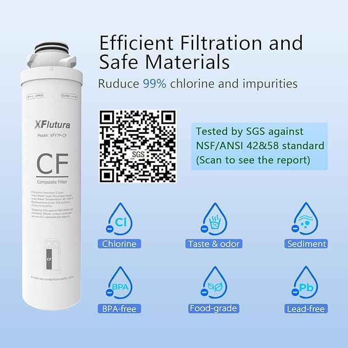 Y7/Y7P/Y7T Series 6-Month Replacement Cartridge Compatible with SimPure Y7, Y7P, Y7T, Y7P-BW, Y7P-W, Y7T-BW-A, Y7T-BW-C, Y7T-A, Y7T-C Series Water Filter, Pack of 2 Filters (1*CF, 1*RO)