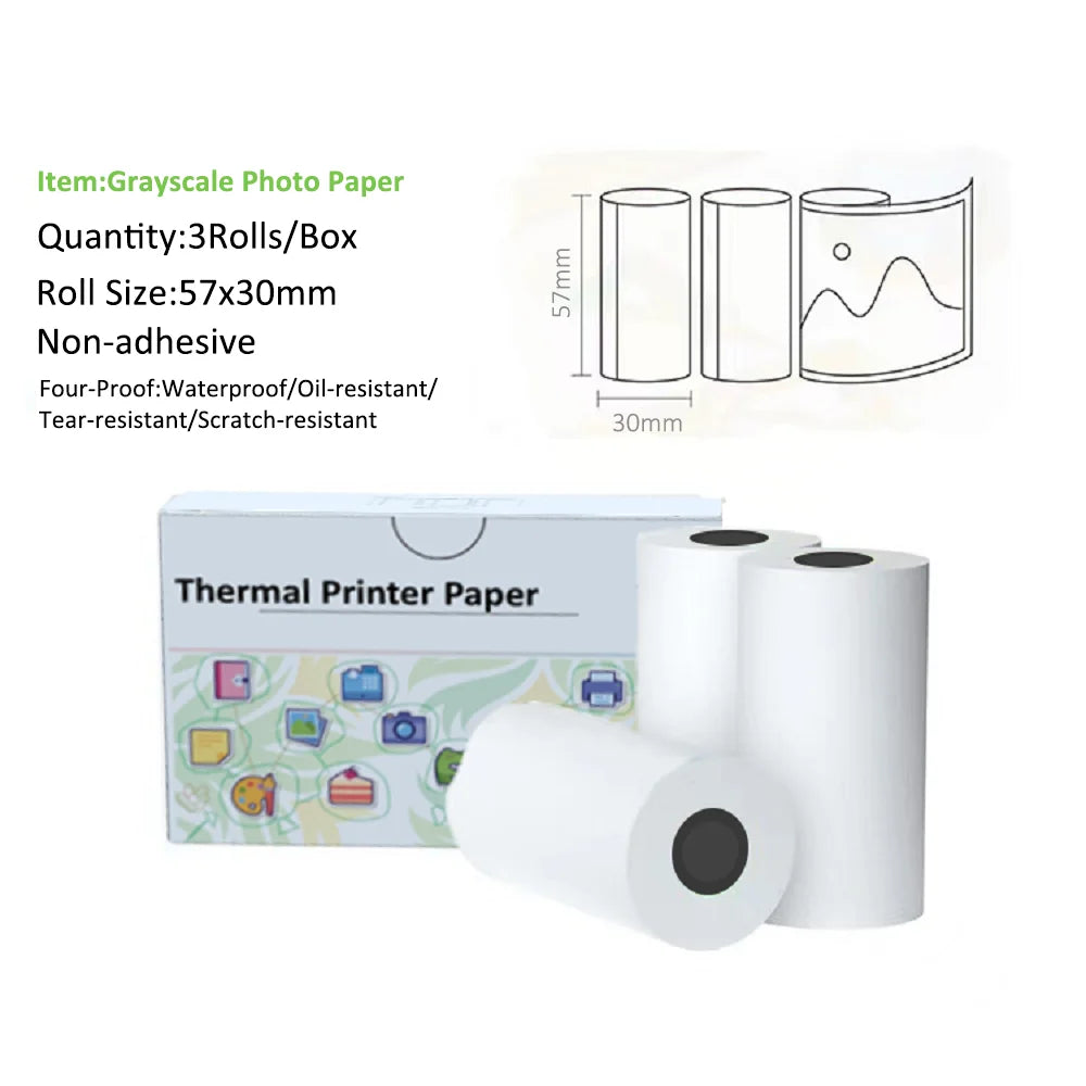 10 Rolls Thermal Paper Camera Printing White Children Camera Wood Pulp Instant Print Kids Rolling Paper Miniprinter Accessories