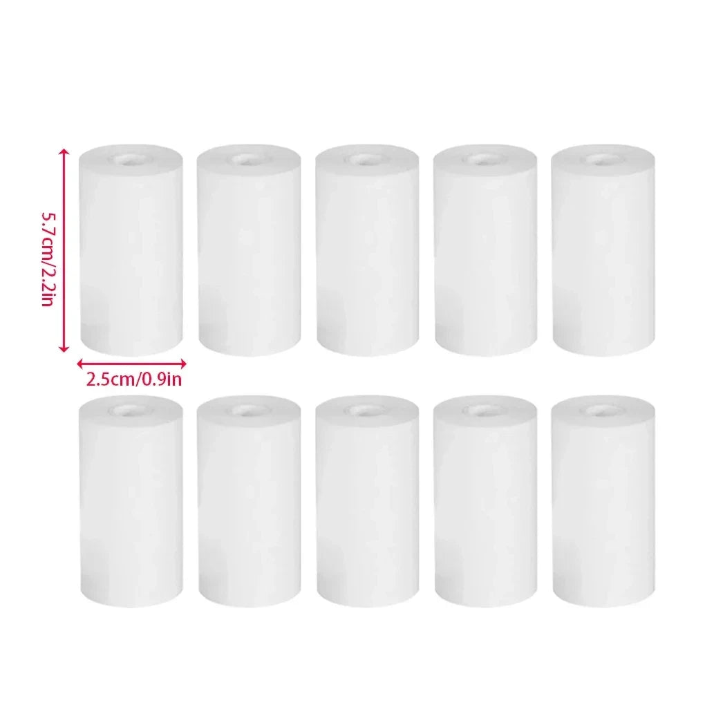 10 Rolls Thermal Paper Camera Printing White Children Camera Wood Pulp Instant Print Kids Rolling Paper Miniprinter Accessories