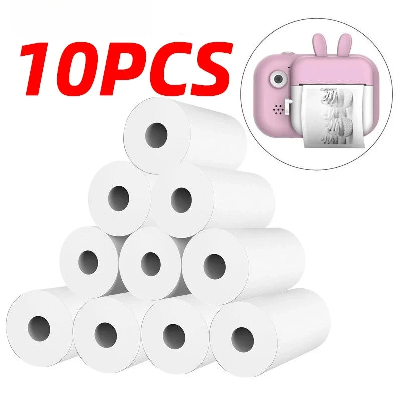 10 Rolls Thermal Paper Camera Printing White Children Camera Wood Pulp Instant Print Kids Rolling Paper Miniprinter Accessories