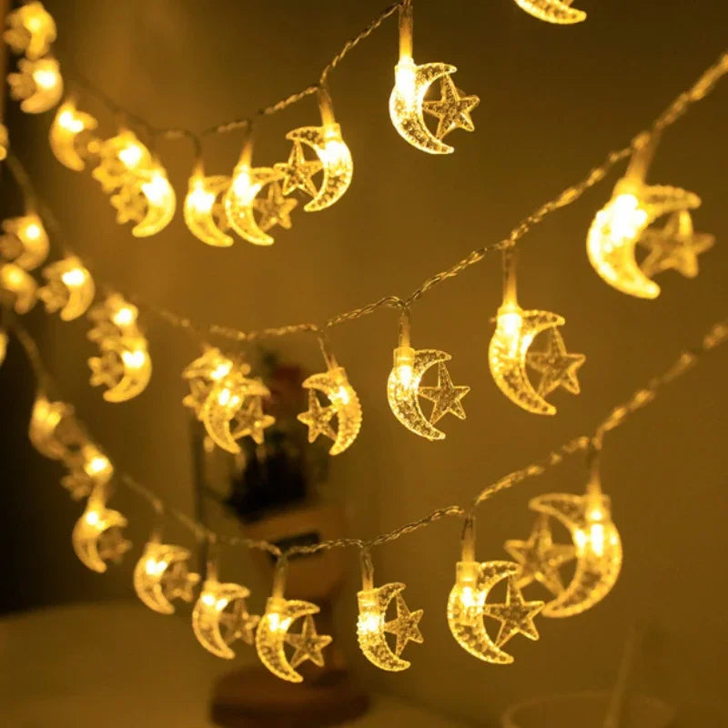 3M 20Led Eid Mubarak Star Moon Led String Lights Ramadan Kareem Decoration for Home 2025 Islamic Muslim Festival Party Supplies